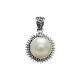 AP-7027-PE Sterling Silver Beautiful Design Round Pendant With Mabe Pearl Jewelry Bali Designs Inc
